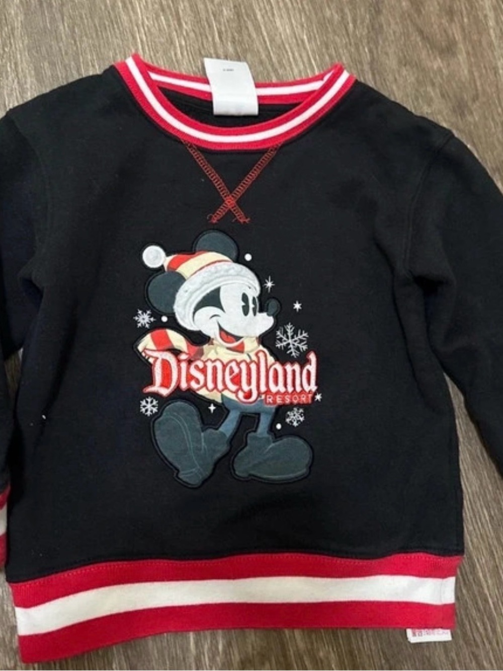 Disney Black Sweatshirt with Red & White Trim Featuring Mickey